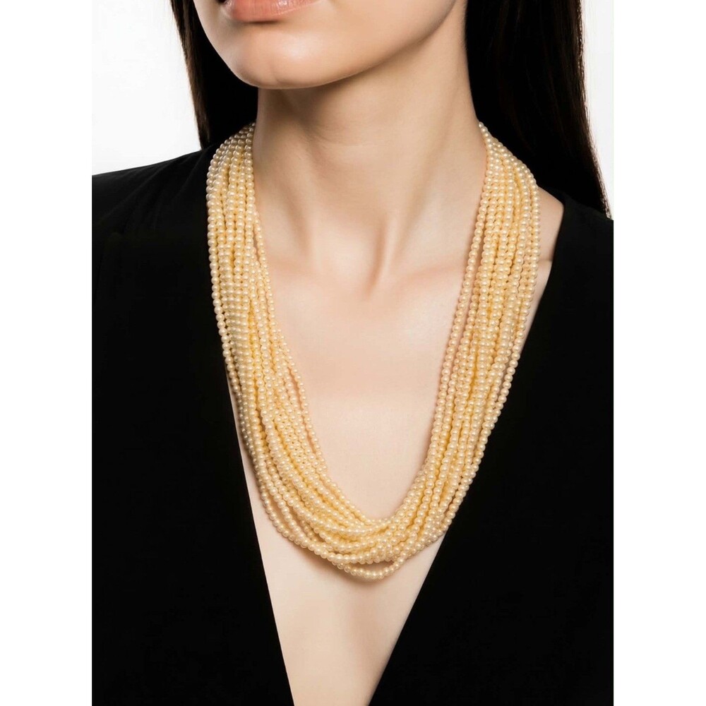 Vintage 10-Strand Faux Pearl Necklace with Patented Gold-Tone Clasp - Picture 15 of 16